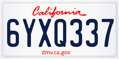 CA license plate 6YXQ337