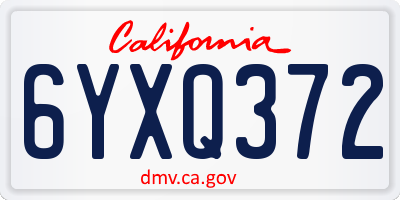 CA license plate 6YXQ372