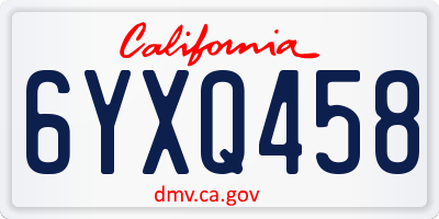 CA license plate 6YXQ458
