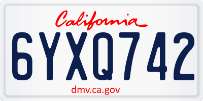 CA license plate 6YXQ742