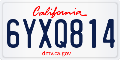 CA license plate 6YXQ814