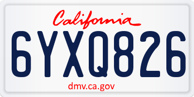 CA license plate 6YXQ826