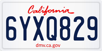 CA license plate 6YXQ829