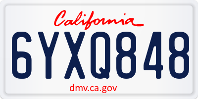CA license plate 6YXQ848