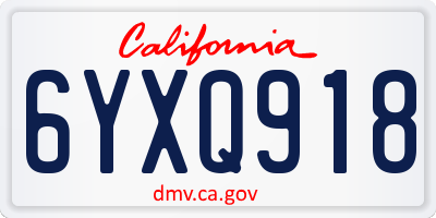 CA license plate 6YXQ918