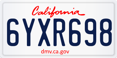 CA license plate 6YXR698