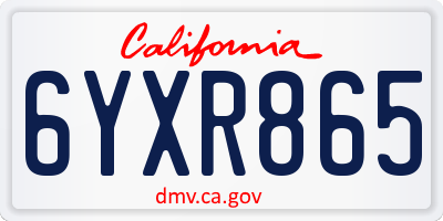 CA license plate 6YXR865