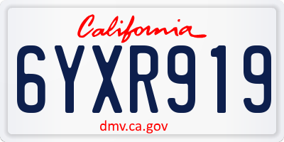 CA license plate 6YXR919
