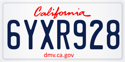CA license plate 6YXR928