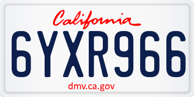 CA license plate 6YXR966