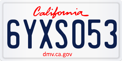 CA license plate 6YXS053