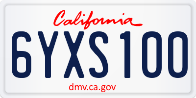 CA license plate 6YXS100