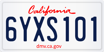 CA license plate 6YXS101