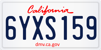 CA license plate 6YXS159