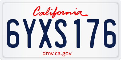 CA license plate 6YXS176