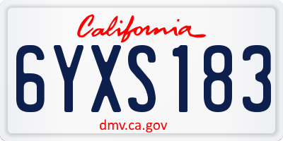 CA license plate 6YXS183