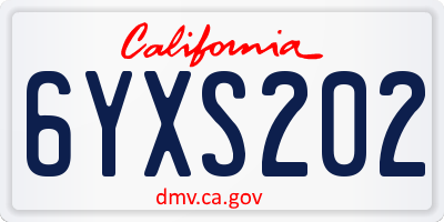 CA license plate 6YXS202