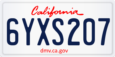 CA license plate 6YXS207