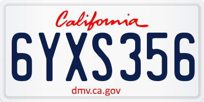 CA license plate 6YXS356