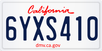 CA license plate 6YXS410