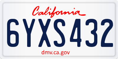 CA license plate 6YXS432