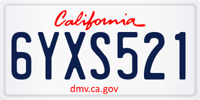 CA license plate 6YXS521