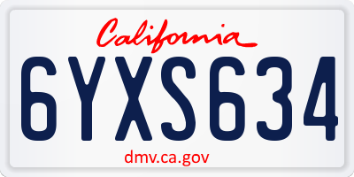 CA license plate 6YXS634