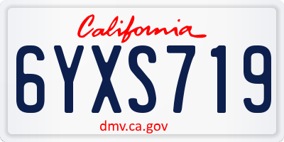 CA license plate 6YXS719