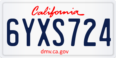 CA license plate 6YXS724