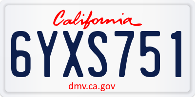 CA license plate 6YXS751