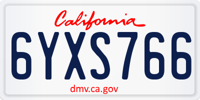 CA license plate 6YXS766