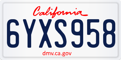 CA license plate 6YXS958