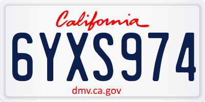 CA license plate 6YXS974