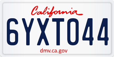 CA license plate 6YXT044
