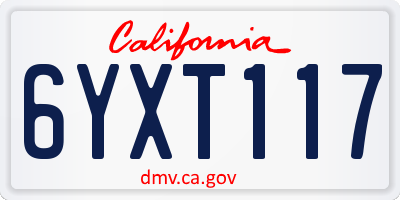 CA license plate 6YXT117