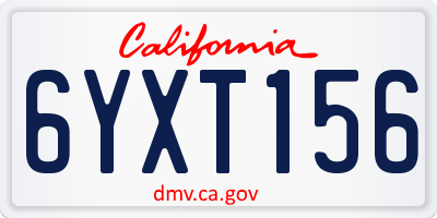 CA license plate 6YXT156