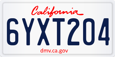 CA license plate 6YXT204
