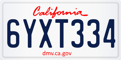 CA license plate 6YXT334