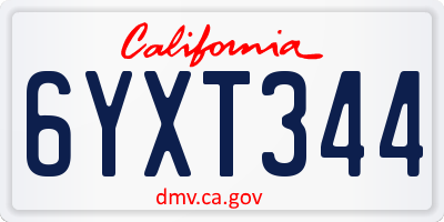 CA license plate 6YXT344
