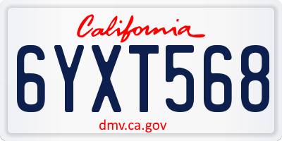 CA license plate 6YXT568