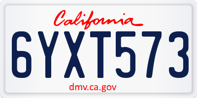 CA license plate 6YXT573