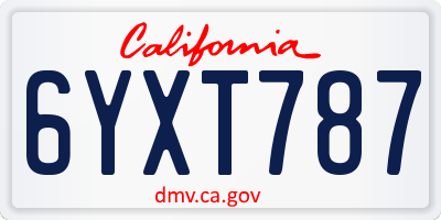 CA license plate 6YXT787
