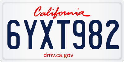 CA license plate 6YXT982