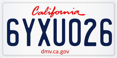 CA license plate 6YXU026