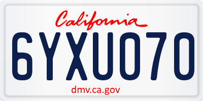 CA license plate 6YXU070