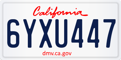 CA license plate 6YXU447