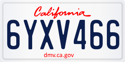 CA license plate 6YXV466