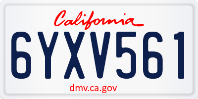 CA license plate 6YXV561