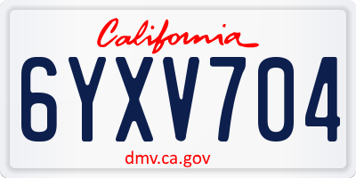 CA license plate 6YXV704