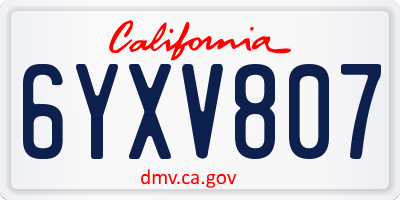 CA license plate 6YXV807